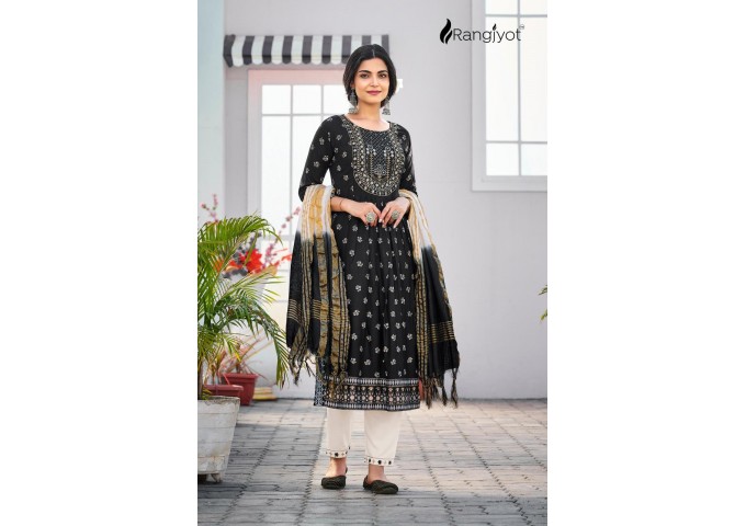 Rangmanch Vol 2 Heavy Rayon 14 Kg With Gold Print And Hand Work Black