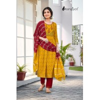 Rangmanch Vol 2 Heavy Rayon 14 Kg With Gold Print And Hand Work Yellow