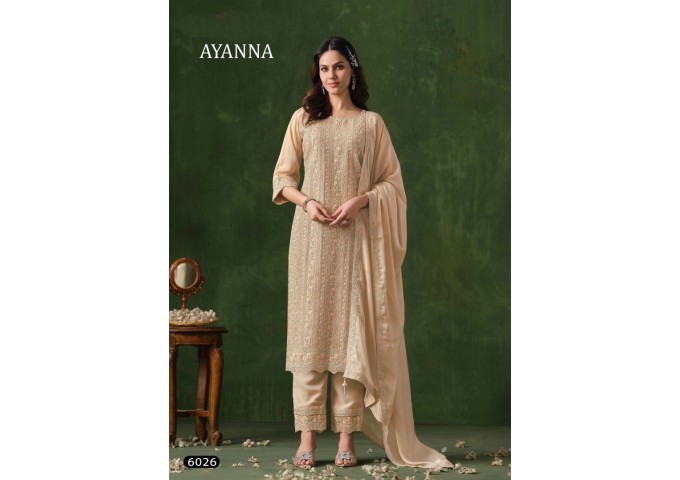 Vipul fashion Ayanna Fashionable Embroidery sequence work Salwar Suits Light Yellow
