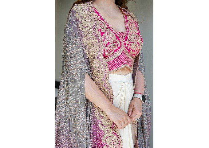 LFH BE DN 339 EXCLUSIVE THREE PIECE WESTERN OUTFIT FOR DESIGNER LOOK PINK