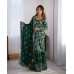 LFH LG DN 1923 FANCY FAUX GEORGETTE WITH SEQUENCE EMBROIDERED AND ORIGINAL MOTTI HANDMADE WORK TOP AND PENT WITH DUPATTA GREEN