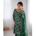 LFH LG DN 1923 FANCY FAUX GEORGETTE WITH SEQUENCE EMBROIDERED AND ORIGINAL MOTTI HANDMADE WORK TOP AND PENT WITH DUPATTA GREEN