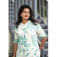 LFH LG DN 1931 NEW THREE PIECE INDO-WESTERN READY TO WEAR DRAPED PLATED DHOTI WITH BLOUSE AND KOTI GREEN