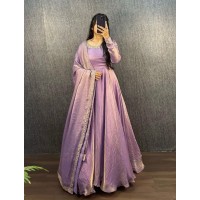 Festival & Party Wear Gown Heavy Fendy Silk Gown With Beautiful Embroidery Work and Dupatta Set Pink
