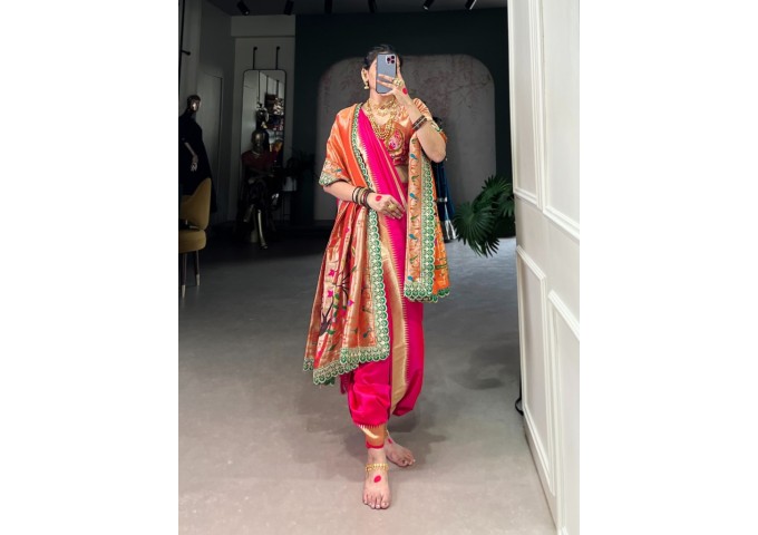 LFH YNF DN 7407 MARATHI STYLES SAREE RED| PINK