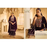VELVET SALWAR KAMEEZ PALAZZO SUITS WITH EMBROIDERY AND BITS WORK AND HANDWORK DN 5176 MAROON