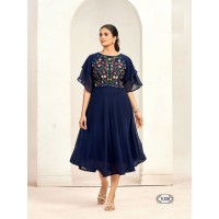 Summer Kurti Heavy Georgette Butti  With Inner Stitched Collection Navy Blue