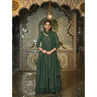 SN DN 2046 to 2049 Real Georgette Anarkali Suit Green