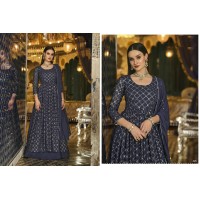 SN DN 2046 to 2049 Real Georgette Anarkali Suit Navy Blue