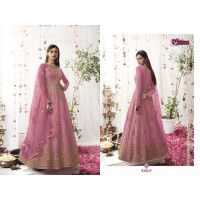 Swagat Violet Gown Suit DN 5305 Heavy Butterfly Net With Embroidery Pink 2