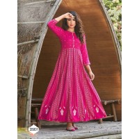 Glamour's Vol 2 Long Printed With  Full Flair Gown Pink