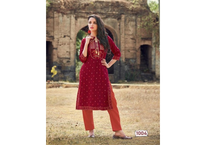 KANISHA VOL 1 HEAVY 14 KG RAYON WITH FOIL RED