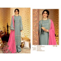 Lfh Dn 117 Fox Georgette Embroidery Suit Grey