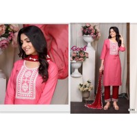 Soch Rayon With Embroidery Work Top Suit Pink