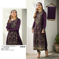 DN 1036 Heavy Fox Georgette With Heavy Embroidery & Sequence Work With less Suit Purple