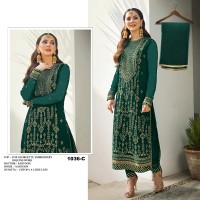 DN 1036 Heavy Fox Georgette With Heavy Embroidery & Sequence Work With less Suit Green