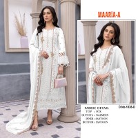 MAARiA-A 1038 Heavy Fox Georgette With Embroidery Sequence Work Suit White
