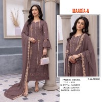 MAARiA-A 1038 Heavy Fox Georgette With Embroidery Sequence Work Suit Brown