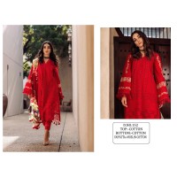 DN 152 Heavy Cotton With Embroidery Work Kurti Plazzo Red