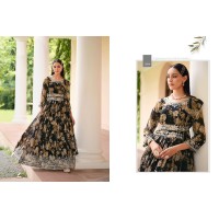 Real Georgette  Anarkali Gown with Sequence Embroidery Work Black