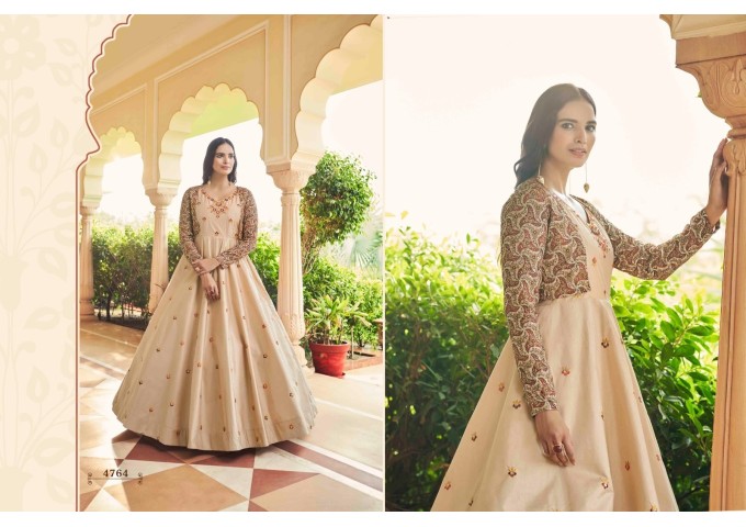 Anarkali Gown with Koti DN 4761 Suit Light Brown