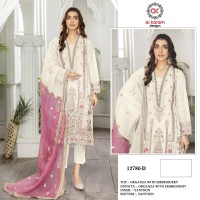Alkaram DN 12786 Heavy Organza With Heavy Embroidery  (3mm) sequence Work Suit White