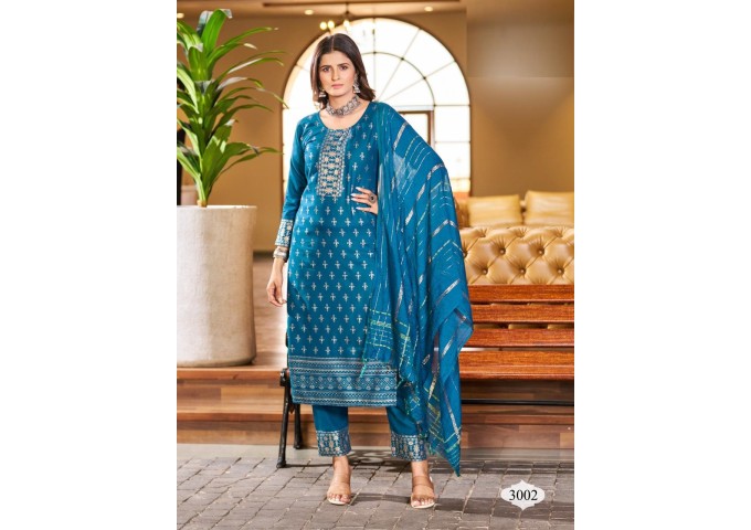 Masmin Vol 2  Readymade Salwar Suit Blue