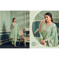 Pure Viscous Jacquard Silk Vinay Kaseesh Aarzoo Salwar Kameez Suit Light Green