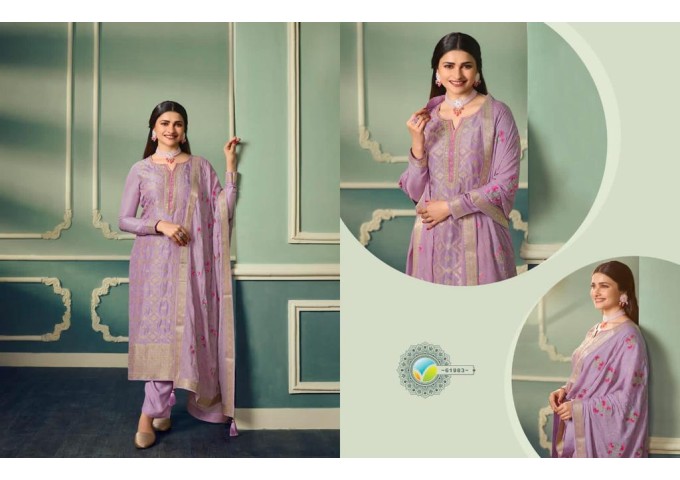 Pure Viscous Jacquard Silk Vinay Kaseesh Aarzoo Salwar Kameez Suit Light Purple