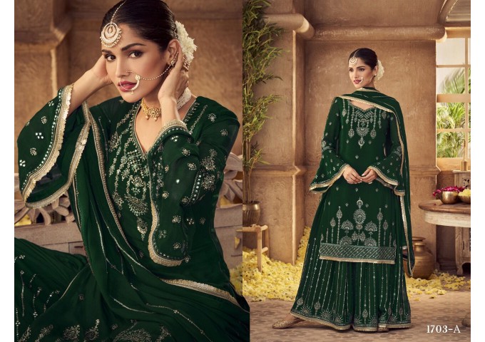 Glossy Antra DN 1703 Salwar Suits Dark Green