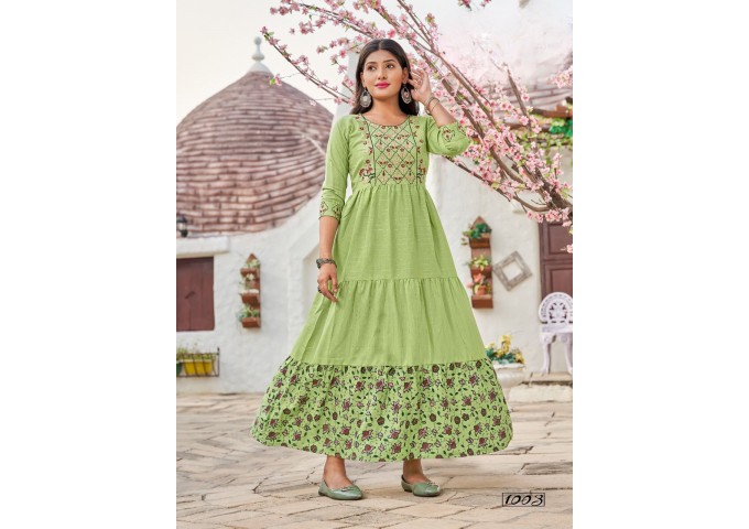 Mamta Anarkali Gown With Embroidery  Light Green