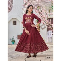 Mamta Anarkali Gown With Embroidery Brown