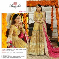 NET BRIDEL HEAVY EMBROIDERY DESIGNER GOWN YELLOW