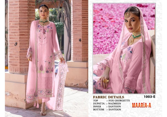 MAARIA-A DN 1003 Heavy Fox Georgette with Embroidery Sequence Work With Khatli Work Suit Pink