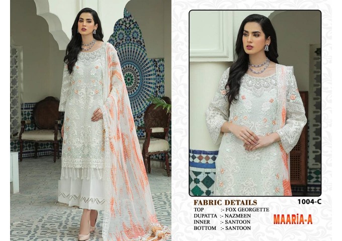 MAARiA-A Present DN 1004 Heavy Fox Georgette with Embroidery Sequence Work With Stone Suit 1