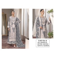 DN 136 Georgette With Embroidery Work And Mirror Work Suit Grey