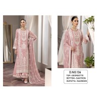 DN 136 Georgette With Embroidery Work And Mirror Work Suit Orange