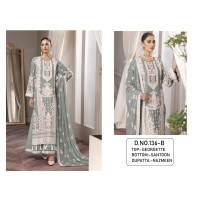 DN 136 Georgette With Embroidery Work And Mirror Work Suit Green