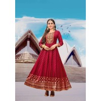  Designer Gown Style With Fancy Embroidery Work Red