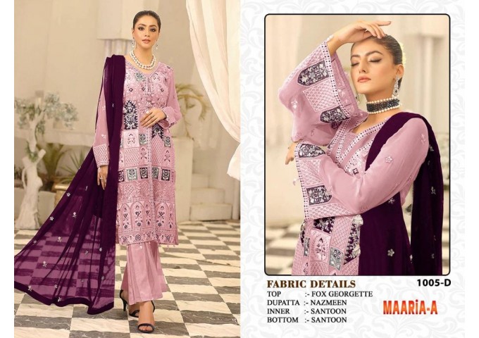 MAARiA-A Present DN 1005 Heavy Najneen with Embroidery Sequence Work With Latkan Suit Pink