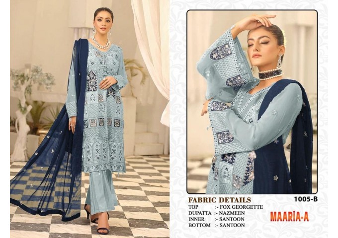 MAARiA-A Present DN 1005 Heavy Najneen with Embroidery Sequence Work With Latkan Suit SKy Blue
