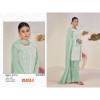 MAARiA-A Heavy Fox Georgette with Embroidery Jarkhand Work With Sequence With Khatli Work Light Green