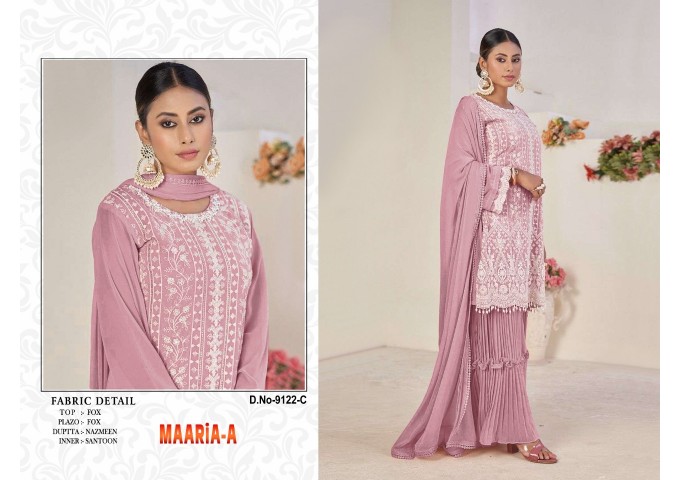 MAARiA-A Heavy Fox Georgette with Embroidery Jarkhand Work With Sequence With Khatli Work Light Pink