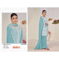 MAARiA-A Heavy Fox Georgette with Embroidery Jarkhand Work With Sequence With Khatli Work Sky Blue