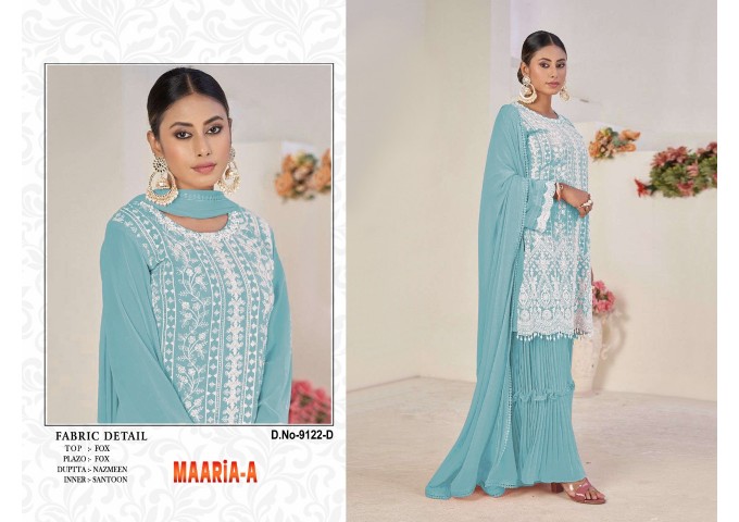 MAARiA-A Heavy Fox Georgette with Embroidery Jarkhand Work With Sequence With Khatli Work Sky Blue