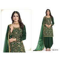 Designer Shreemati Mirror Patiala Suit Green