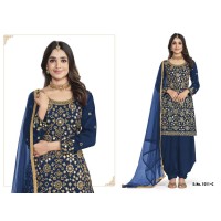 Designer Shreemati Mirror Patiala Suit Blue