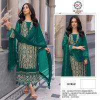 Alkaram DN 16786 Heavy Georgette With Heavy Embroidery  (3mm) Rainbow sequence Work Green