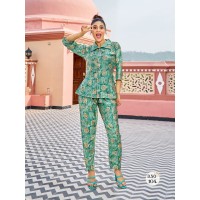 Majlee Printed Heavy Modal Silk Set Green