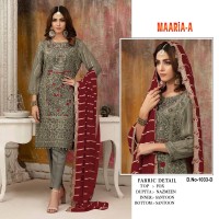 MAARiA-A Present  DN 1033 Heavy Fox Georgette With Embroidery Sequence Work With Stone Maroon